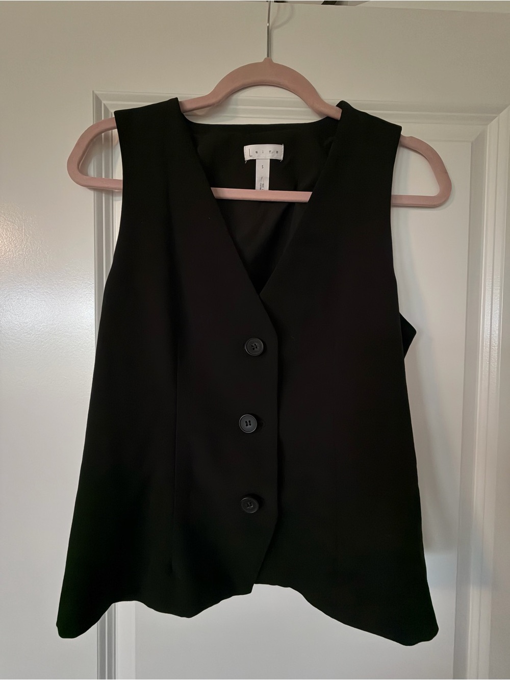 Leith Black V-Neck Button Front Vest - NWOT